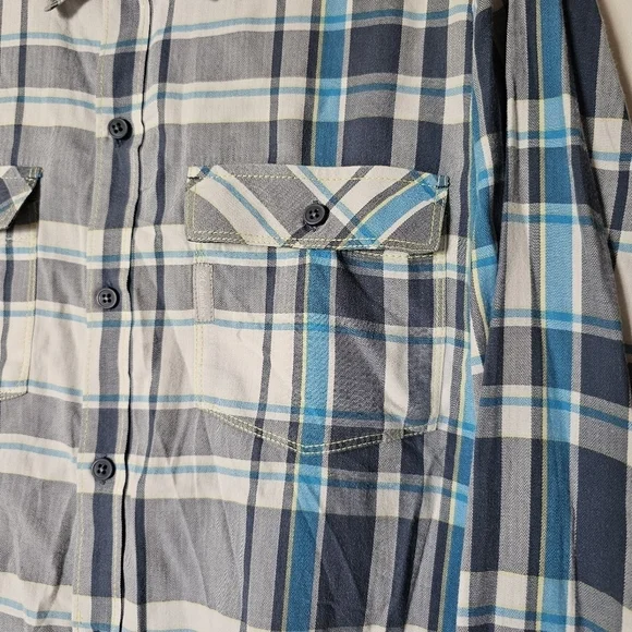 Columbia cotton plaid blue long-sleeve button-down camping outdoors shirt Sz XXL - Picture 2 of 9